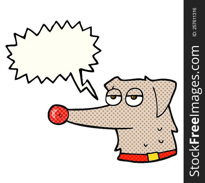 freehand drawn comic book speech bubble cartoon dog with collar