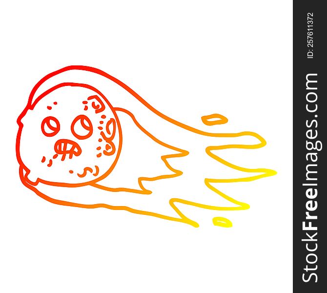 Warm Gradient Line Drawing Cartoon Worried Comet