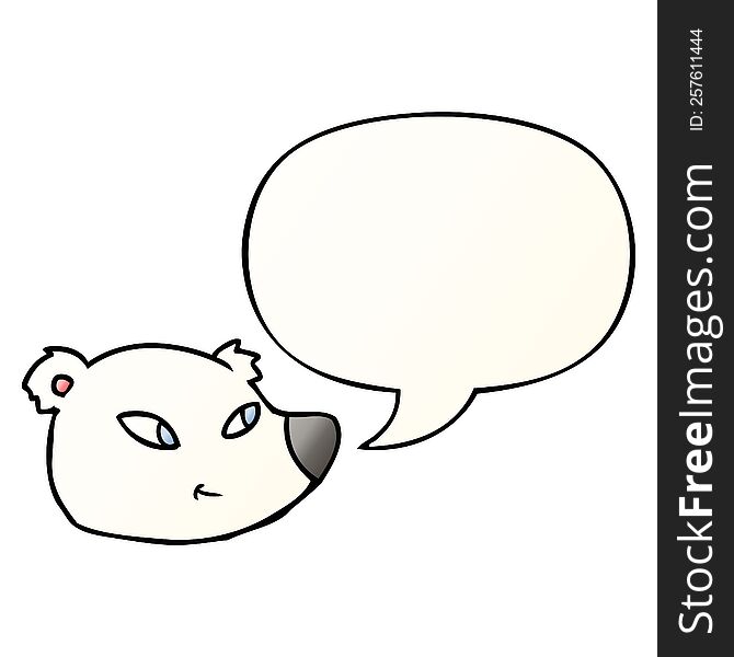 cartoon polar bear face with speech bubble in smooth gradient style