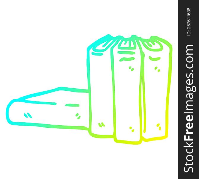 cold gradient line drawing of a cartoon books