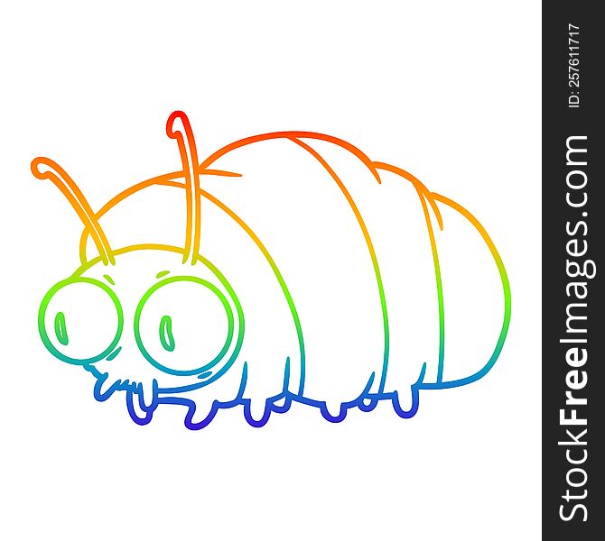 Rainbow Gradient Line Drawing Funny Cartoon Bug