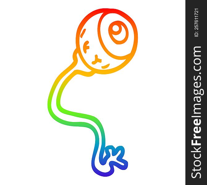 Rainbow Gradient Line Drawing Gross Cartoon Eyeball