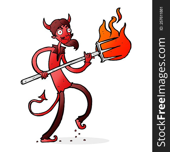 Cartoon Devil With Pitchfork