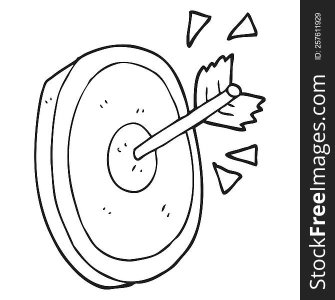 Black And White Cartoon Arrow Hitting Target