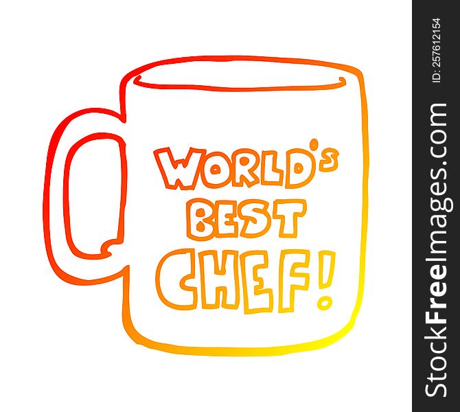 warm gradient line drawing of a worlds best chef mug
