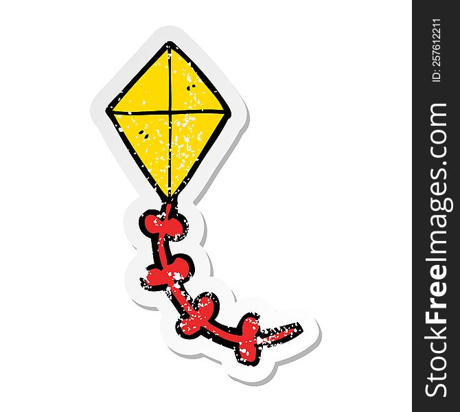 distressed sticker of a cartoon kite