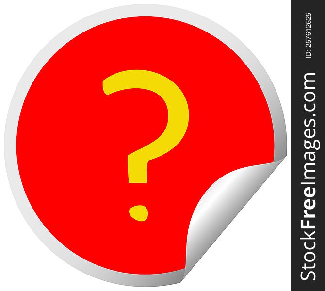 Circular Peeling Sticker Cartoon Question Mark