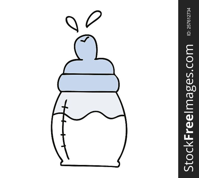 Quirky Hand Drawn Cartoon Baby Milk Bottle