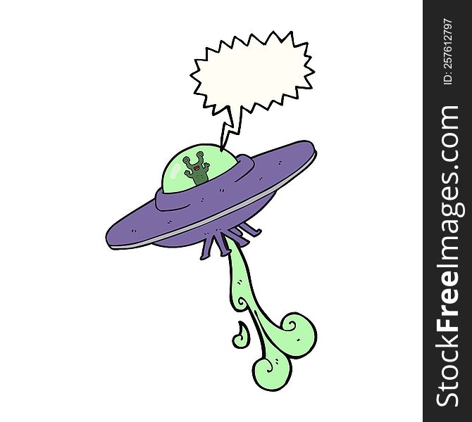 Speech Bubble Cartoon Alien Spaceship