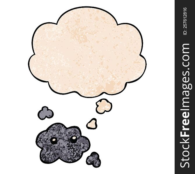 Cute Cartoon Cloud And Thought Bubble In Grunge Texture Pattern Style