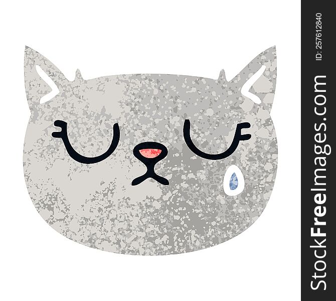 Quirky Retro Illustration Style Cartoon Crying Cat