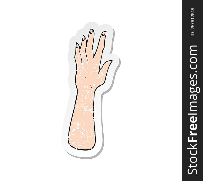 Retro Distressed Sticker Of A Cartoon Hand