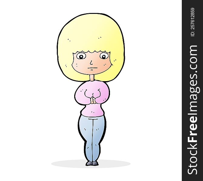 Cartoon Shy Woman