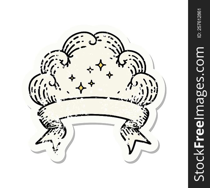 grunge sticker with banner of a cloud