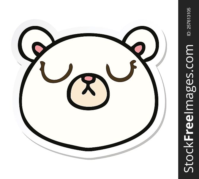 Sticker Of A Quirky Hand Drawn Cartoon Polar Bear