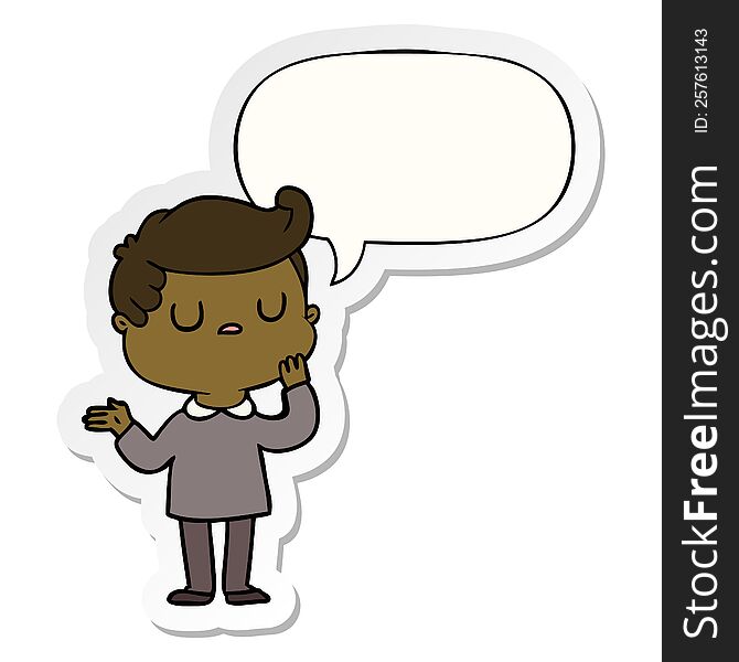 Cartoon Man Wondering And Speech Bubble Sticker