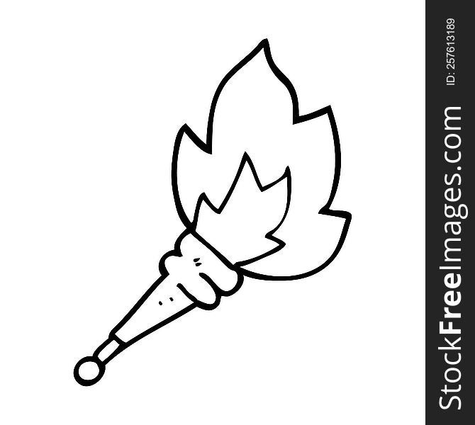 line drawing cartoon flaming torch