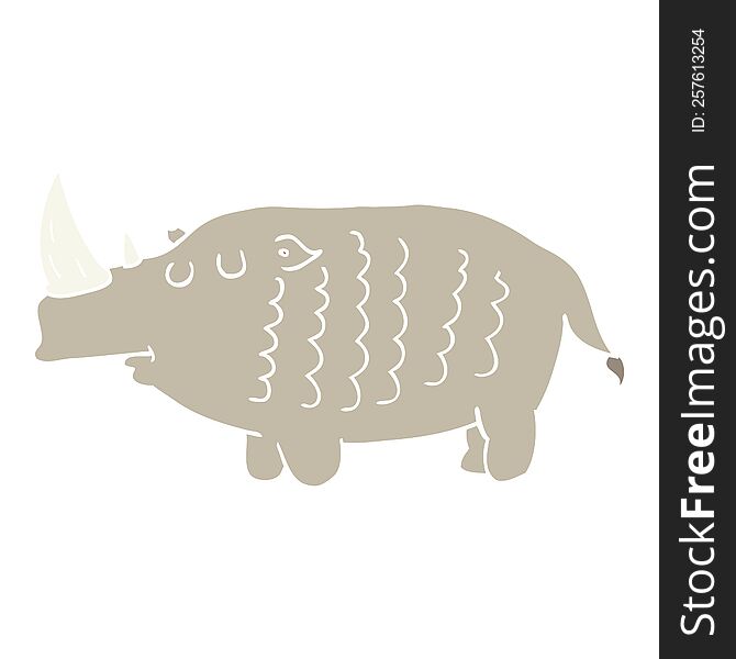 Flat Color Style Cartoon Rhinoceros