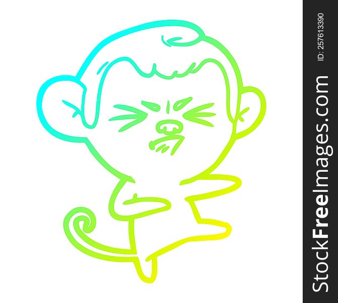 cold gradient line drawing cartoon angry monkey