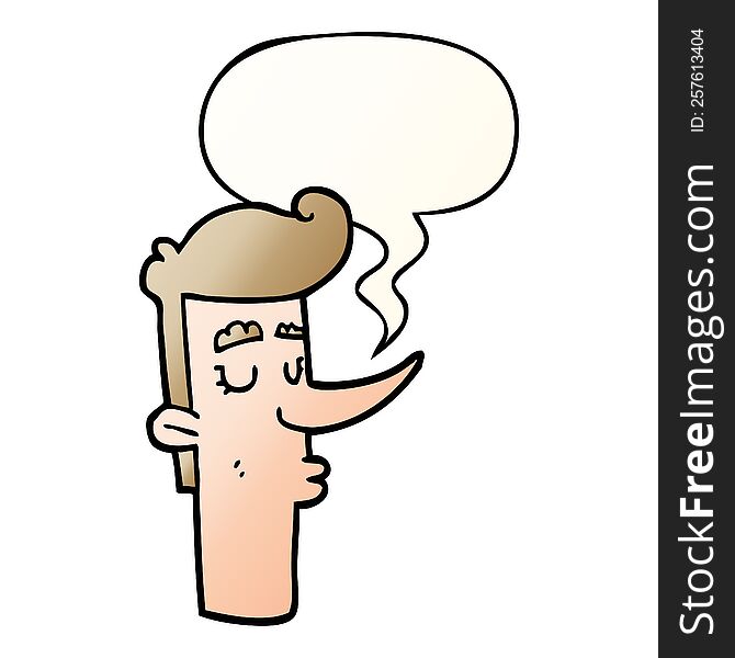 cartoon arrogant man with speech bubble in smooth gradient style