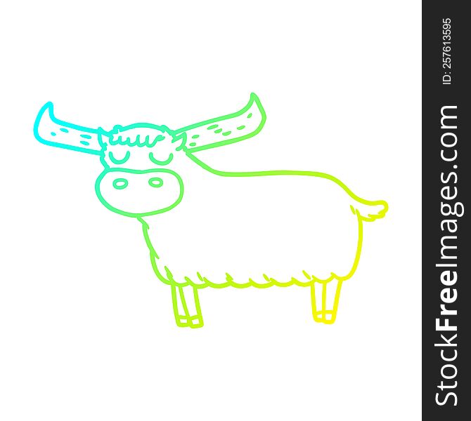 cold gradient line drawing of a cartoon bull