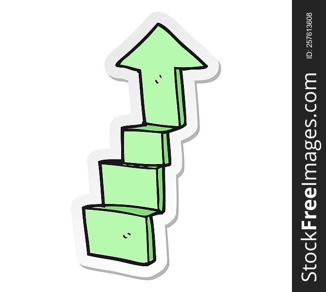 Sticker Of A Cartoon Stepping Up Arrow