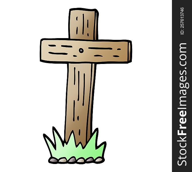 Vector Gradient Illustration Cartoon Wooden Cross