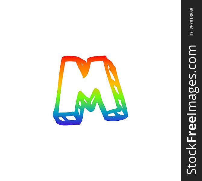 Rainbow Gradient Line Drawing Cartoon Letter M