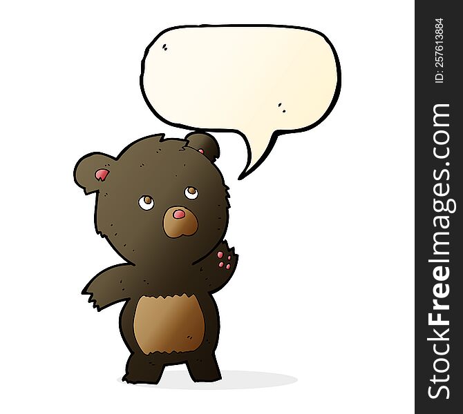 Cartoon Curious Black Bear With Speech Bubble