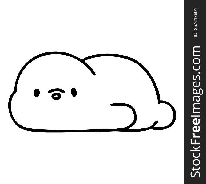 cute line doodle of a little seal. cute line doodle of a little seal