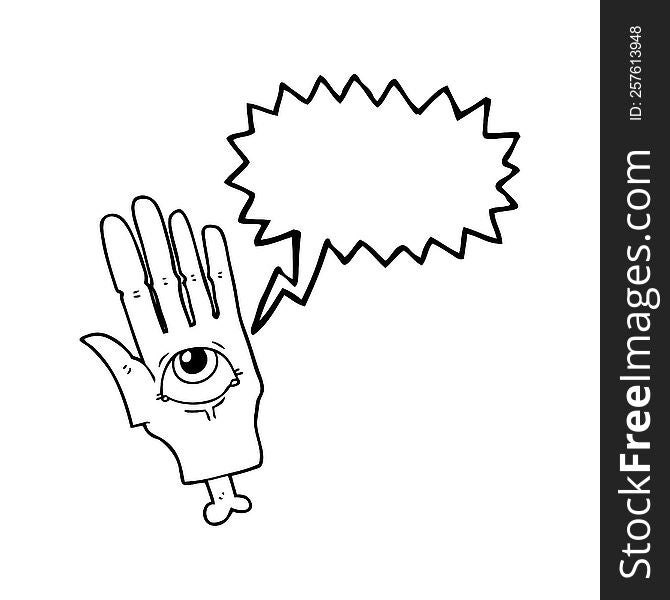 Speech Bubble Cartoon Spooky Eye Hand