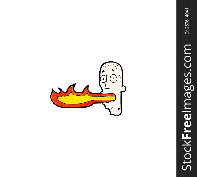 cartoon man breathing fire