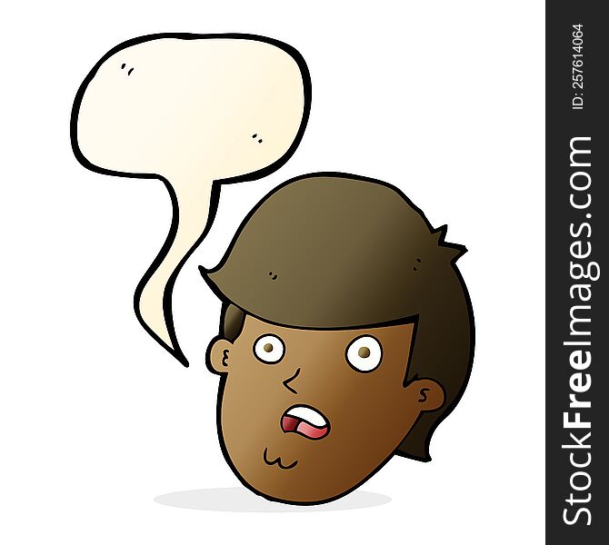 cartoon man with big chin with speech bubble