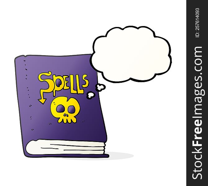 freehand drawn thought bubble cartoon spell book