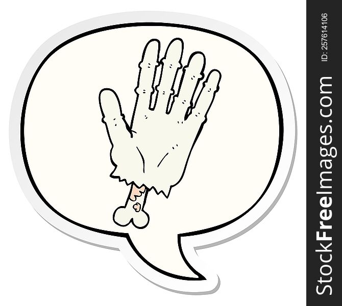 Cartoon Zombie Hand And Speech Bubble Sticker