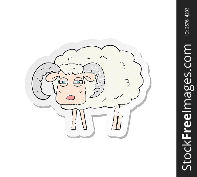 Retro Distressed Sticker Of A Cartoon Ram