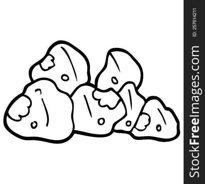 line drawing cartoon boulders