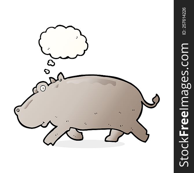 Cartoon Hippopotamus With Thought Bubble