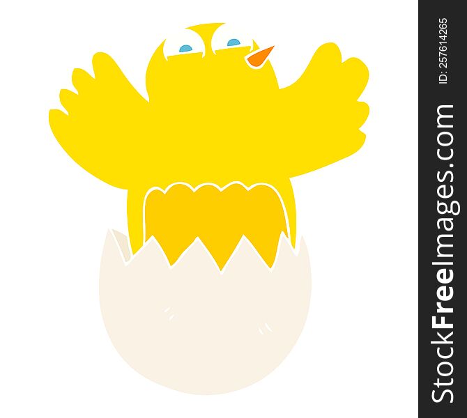 flat color illustration of a cartoon hatching egg