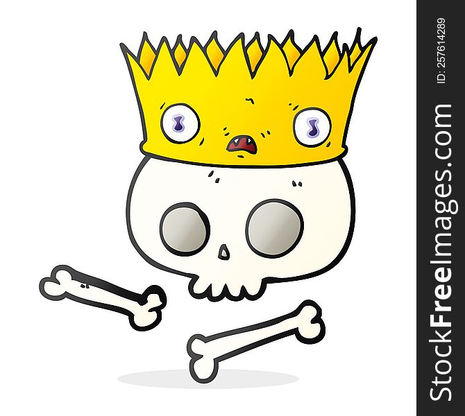 Cartoon Magic Crown On Old Skull