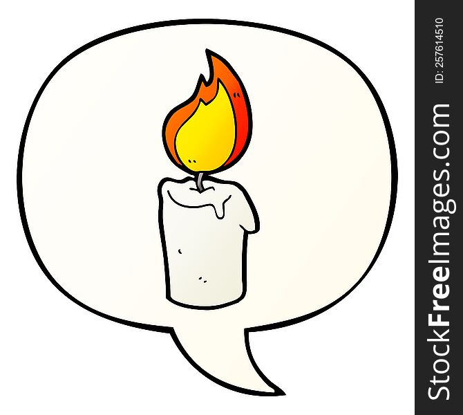 Cartoon Candle And Speech Bubble In Smooth Gradient Style