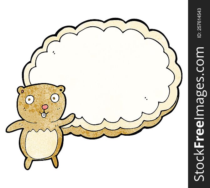 Cartoon Bear With Text Space Cloud