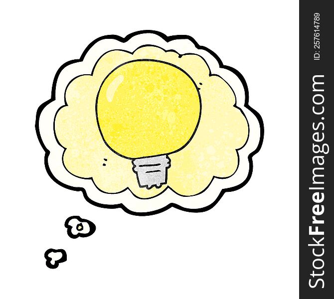 freehand drawn thought bubble textured cartoon light bulb