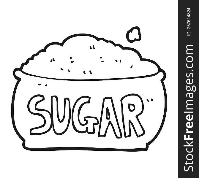 freehand drawn black and white cartoon sugar bowl