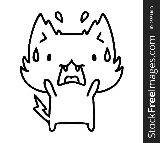 line doodle of a cute halloween cat afraid. line doodle of a cute halloween cat afraid