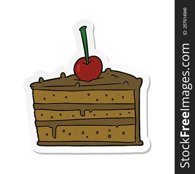 sticker of a cartoon chocolate cake