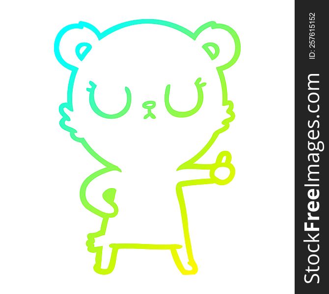 Cold Gradient Line Drawing Peaceful Cartoon Bear Cub