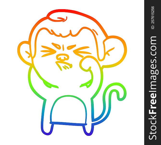 rainbow gradient line drawing cartoon angry monkey