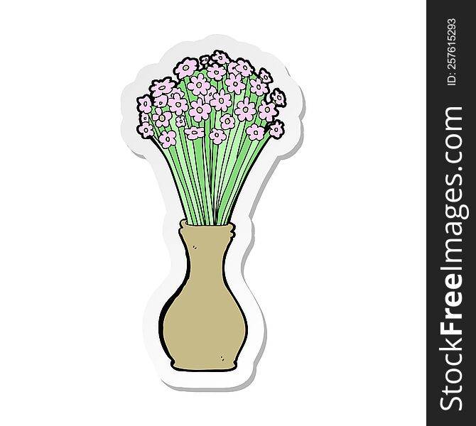 sticker of a cartoon flowers in pot