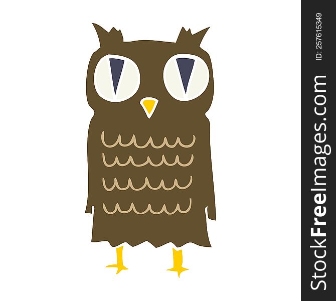 Flat Color Style Cartoon Owl